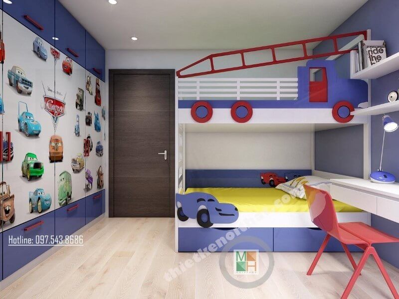 Mẫu thiết kế nội thất phòng ngủ trẻ em chung cư phong cách hiện đại