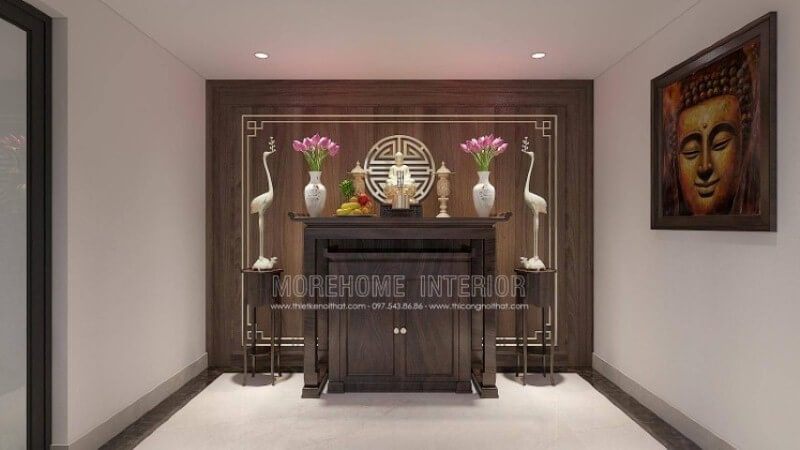 Với sự thành kính và hiểu biết về cách bố trí, Morehome giới thiệu cho quý vị mẫu thiết kế phòng thờ Phật Quan Âm hợp phong thủy trong dự án thiết kế nội thất biệt thự Vinhomes Imperia Hải Phòng.
